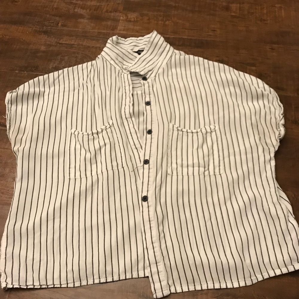 Black and white striped crop top